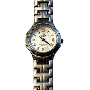 Bill Robinson Watch small bracelet Silver tone date face flower pattern